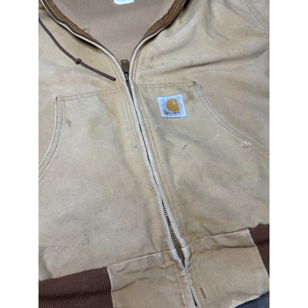 Carhartt Workwear Active Jacket Full Zip Hooded Canvas Coat Beige XL Vintage - Picture 12 of 16